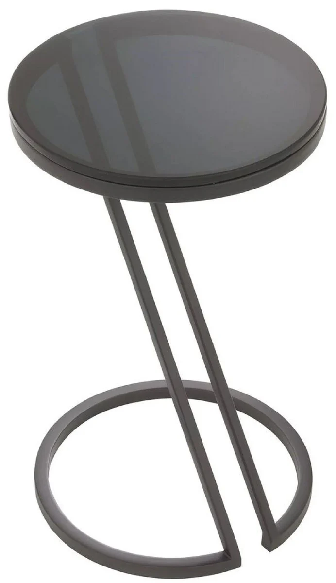 Luxus Beistelltisch Rotguss / Grau Ø 36 x H. 60 cm - Edelstahl Tisch mit Glasplatte - Wohnzimmer Möbel - Luxus Möbel - Luxus Einrichtung - Luxus Interior