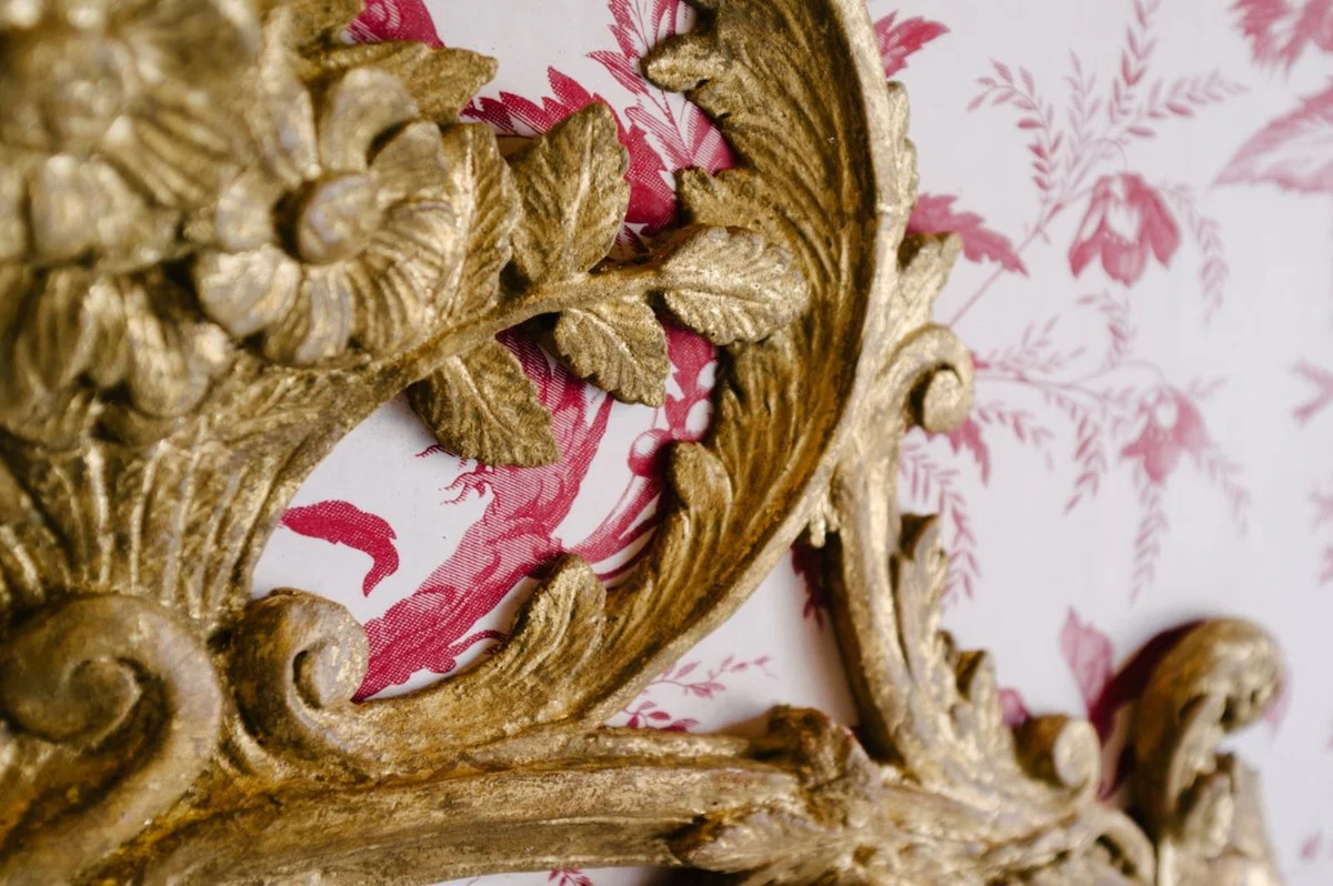 Luxus Barock Spiegel Antik Gold / Weiß / Rot - Rechteckiger italienischer Barockstil Wandspiegel - Barock Möbel - Luxus Möbel im Barockstil - Luxus Qualität - Made in Italy