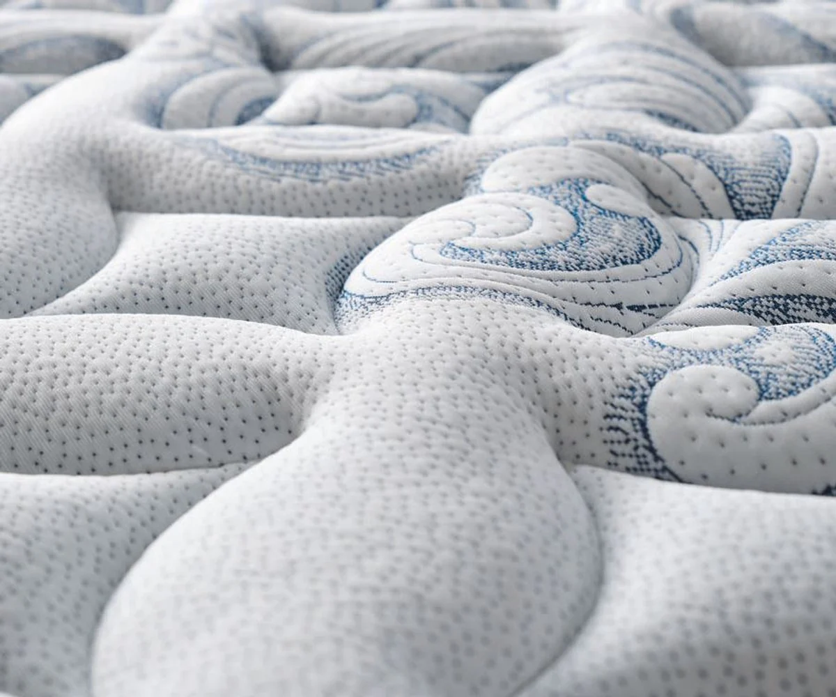 Luxus Doppelbett Blau / Weiß / Silber 180 x 200 cm - Massivholz Bett mit Kopfteil und Matratze - Schlafzimmer Möbel - Hotel Möbel - Luxus Möbel - Luxus Einrichtung