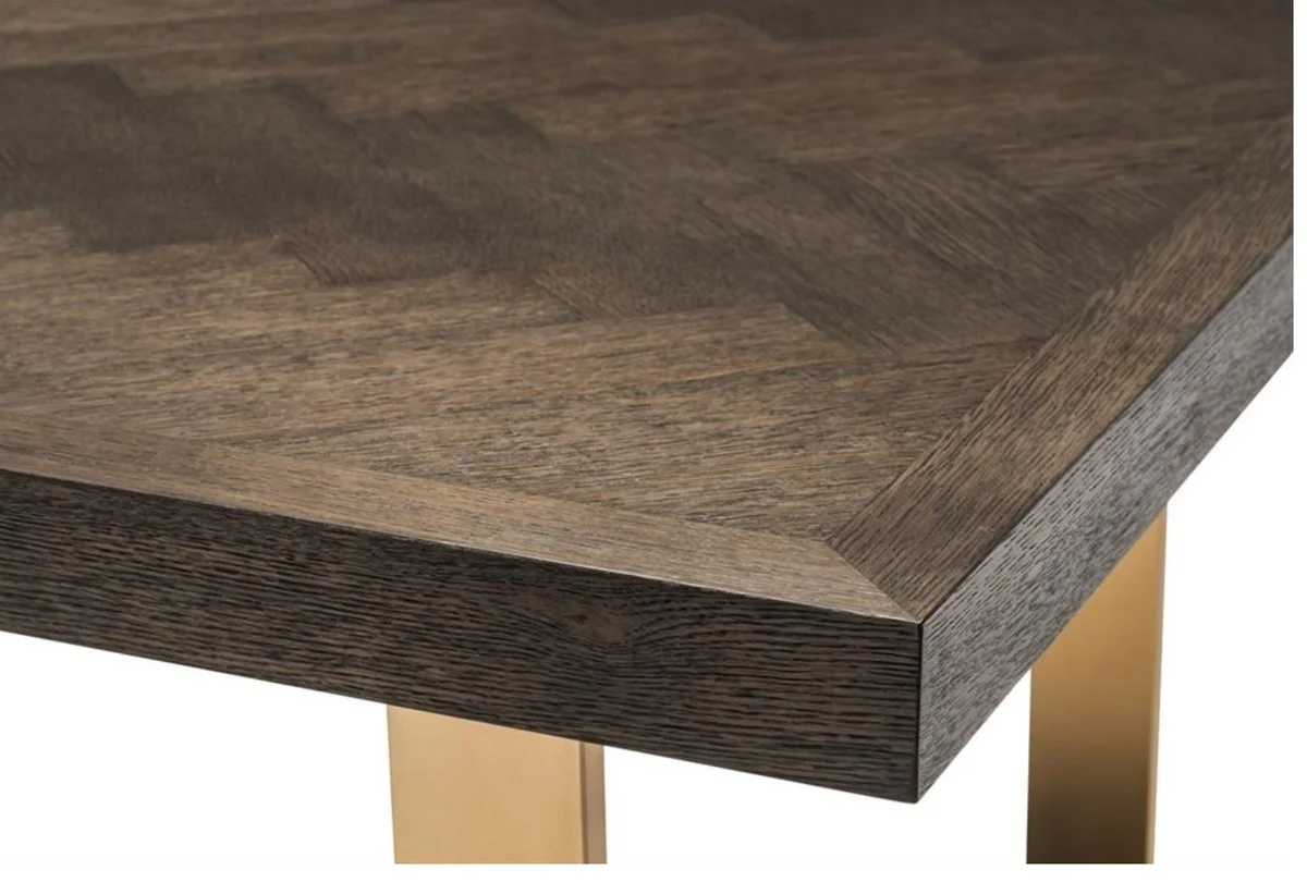 Luxus Esstisch Dunkelbraun / Messing 300 x 115 x H. 75 cm - Luxus Esszimmertisch