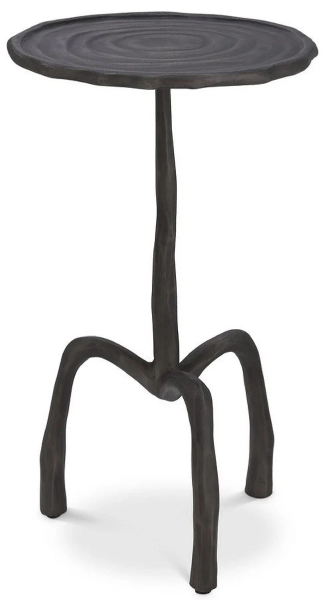 Luxus Beistelltisch Bronzefarben Ø 27,5 x H. 48 cm - Runder Metall Tisch in Holzoptik - Wohnzimmer Möbel - Luxus Möbel