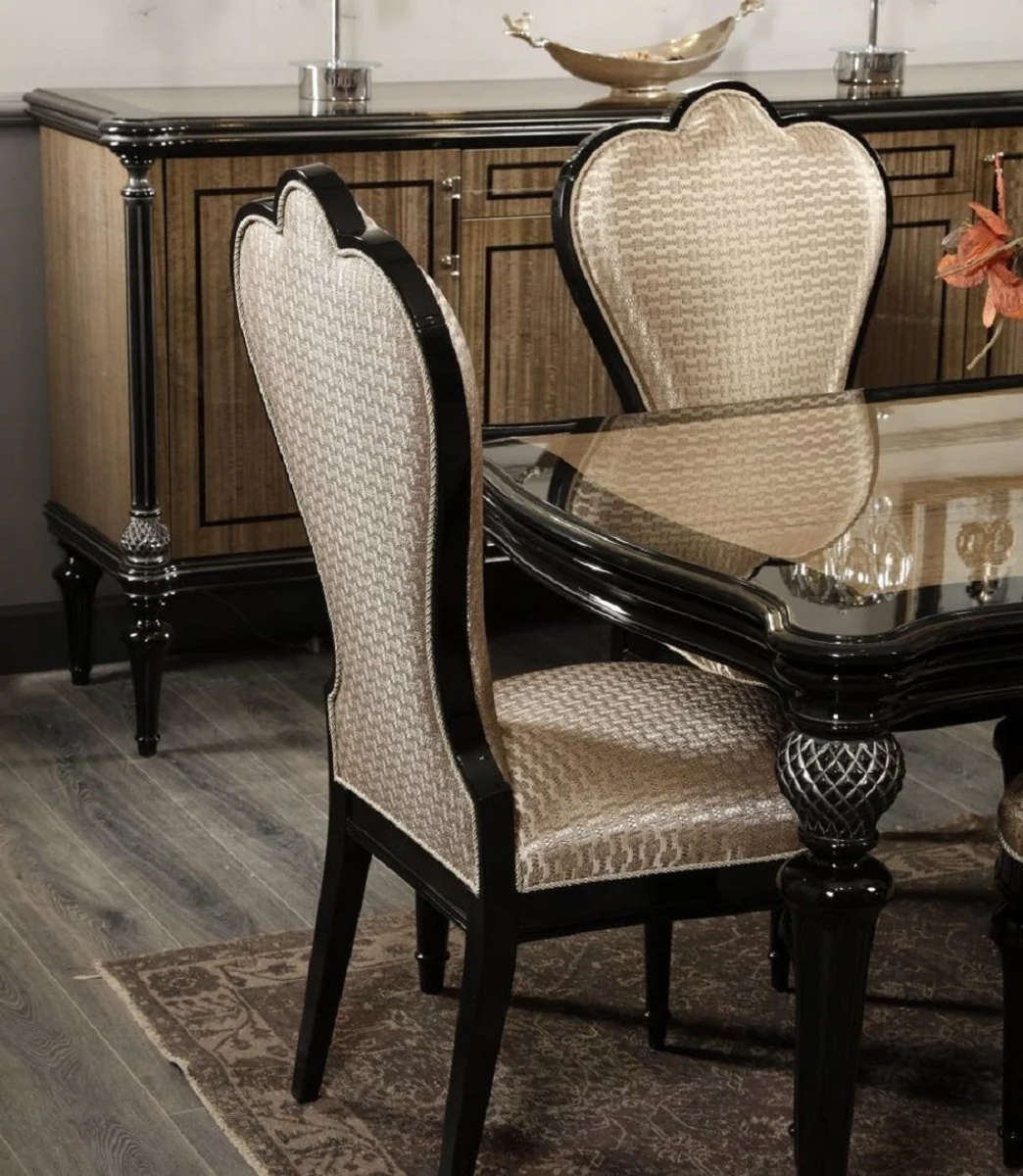 Luxus Barock Esszimmer Set Gold / Schwarz - Handgefertigte Barock Esszimmer Möbel