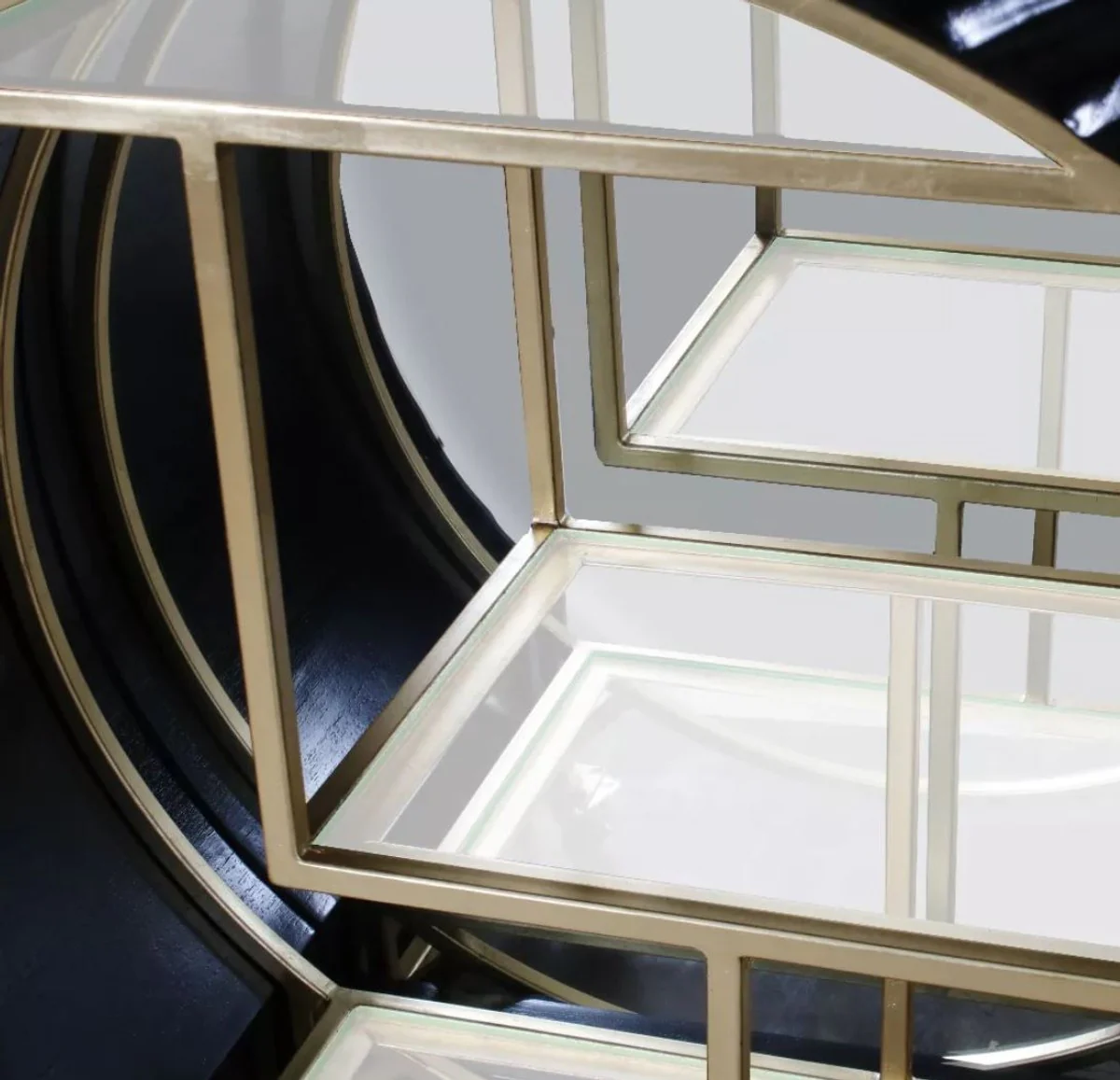 Luxus Barschrank Schwarz / Messing 178 x 45 x H. 140 cm - Massivholz Cocktailschrank - Bar Möbel - Wohnzimmer Möbel - Hotel Möbel - Luxus Möbel