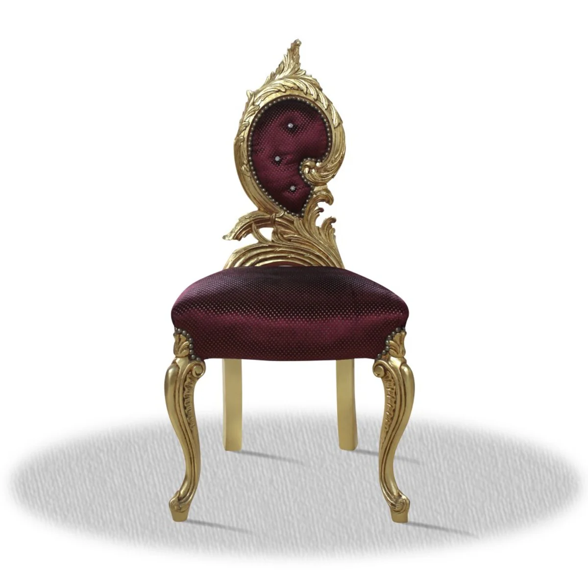 Barock Salonstuhl Gold Bordeaux Rot 55 x 45 x H. 100 cm - Limited Edition