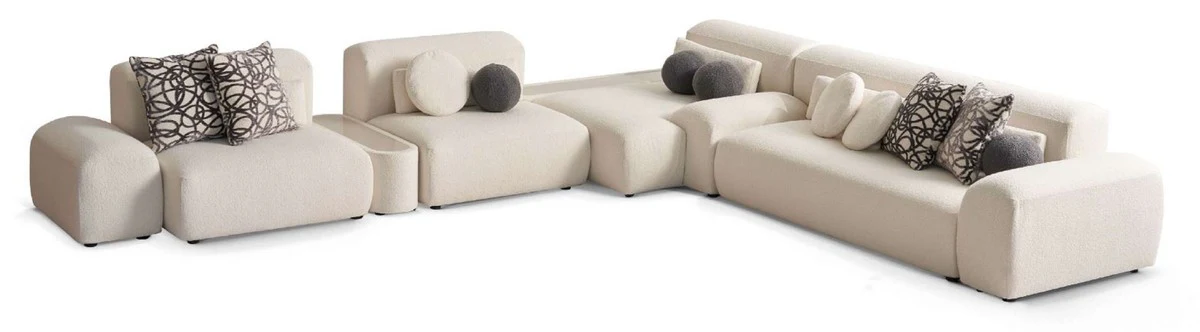Luxus Ecksofa Creme 431 x 400 x H. 73 cm - Wohnzimmer Sofa - Wohnzimmer Möbel - Luxus Möbel - Luxus Wohnzimmer Einrichtung