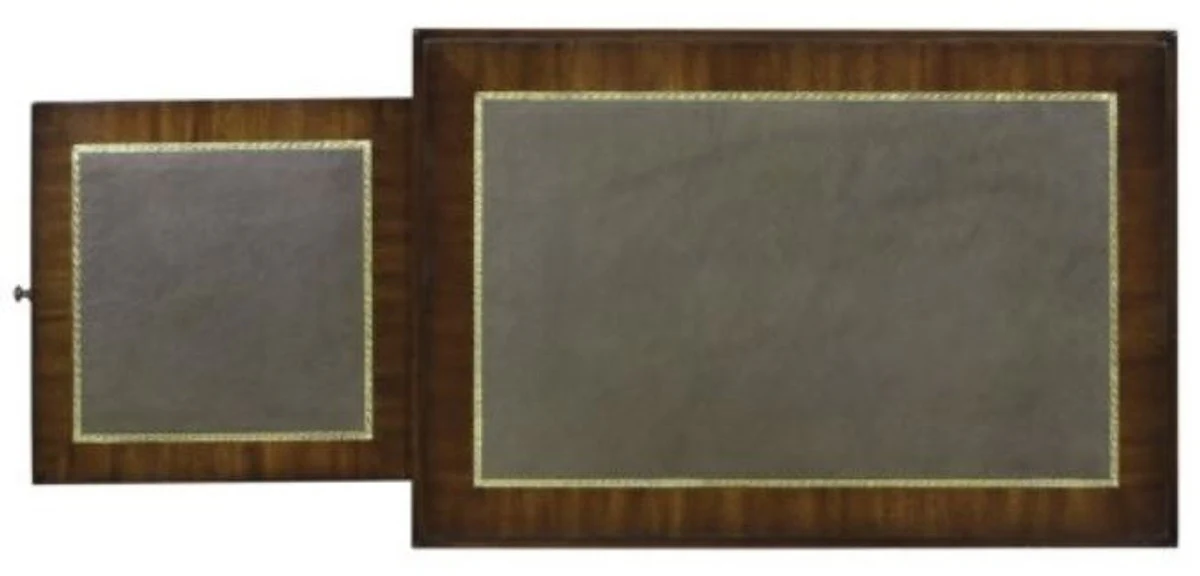 Mahagoni Beistelltisch Braun / Grün 64 x 43 x H. 54 cm - Luxus Wohnzimmer Beistelltisch