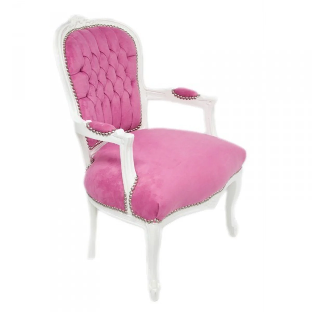 Barock Salon Stuhl Mod1 Rosa / Weiss