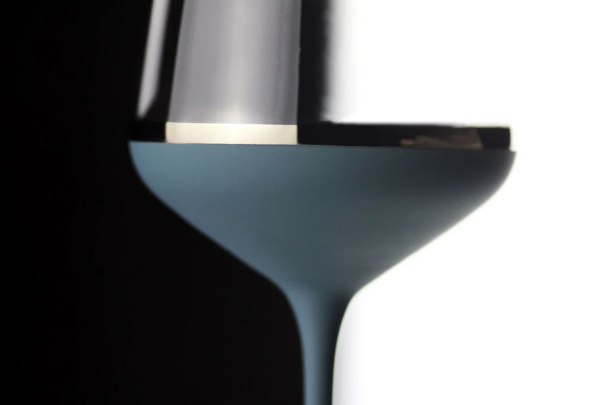 Luxus Rotweinglas 6er Set Dunkelblau / Silber Ø 8,5 x H. 24 cm - Handgefertigte und handbemalte Weingläser - Hotel & Restaurant Accessoires - Luxus Qualität