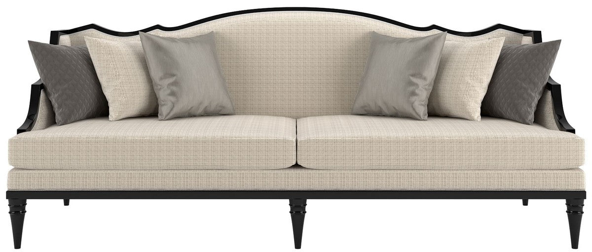 Luxus Art Deco Wohnzimmer Sofa Beige / Schwarz 260 x 100 x H. 87 cm - Luxus Qualität - Art Deco Möbel