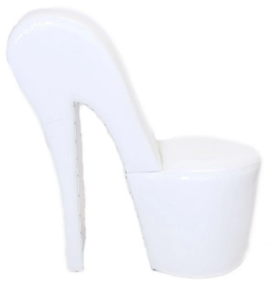 High Heel Sessel Weiß Lack Luxus Design - Designer Sessel - Club Möbel - Schuh Stuhl Sessel