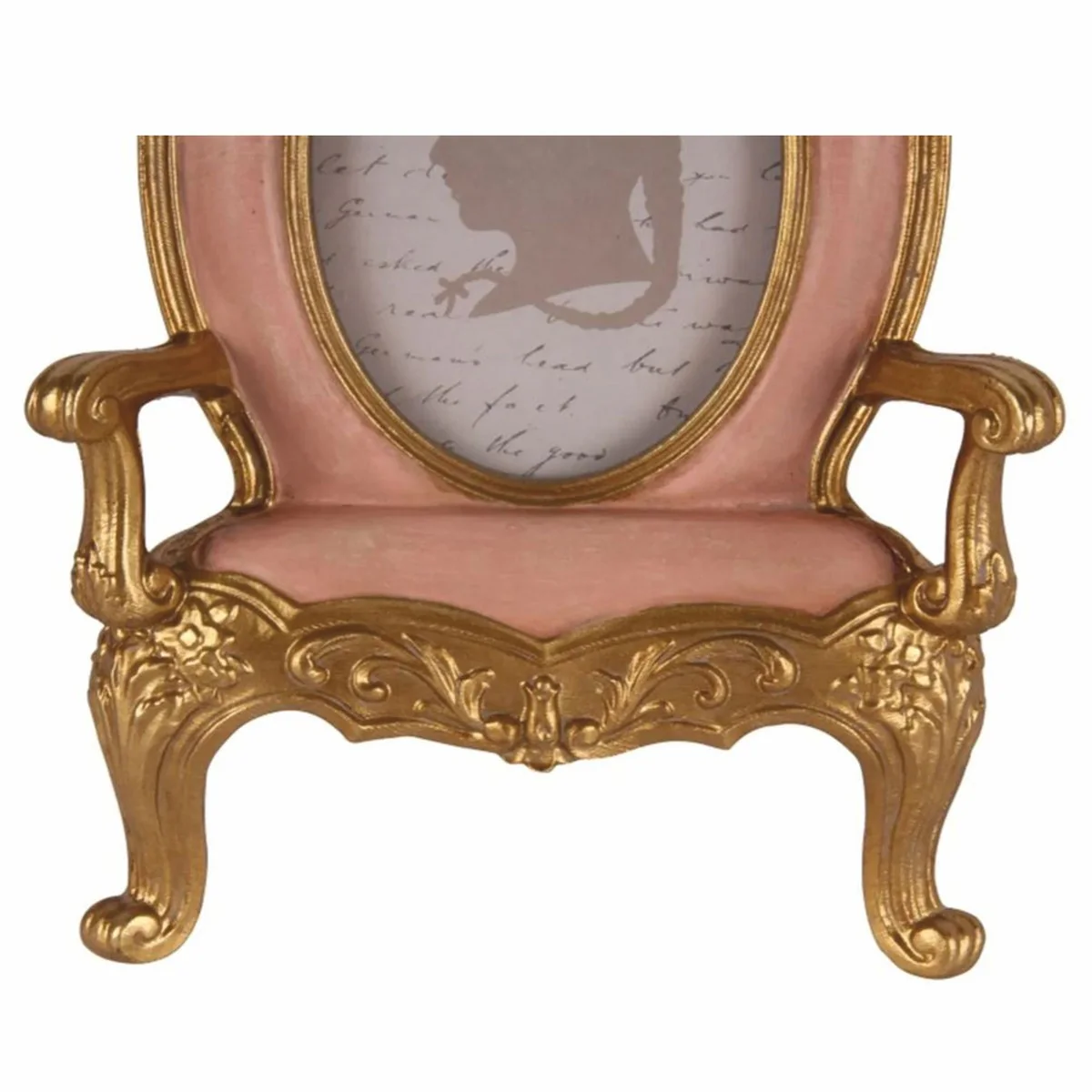 Barock Bilderrahmen in Sessel Form Rosa / Gold H. 18,5 cm