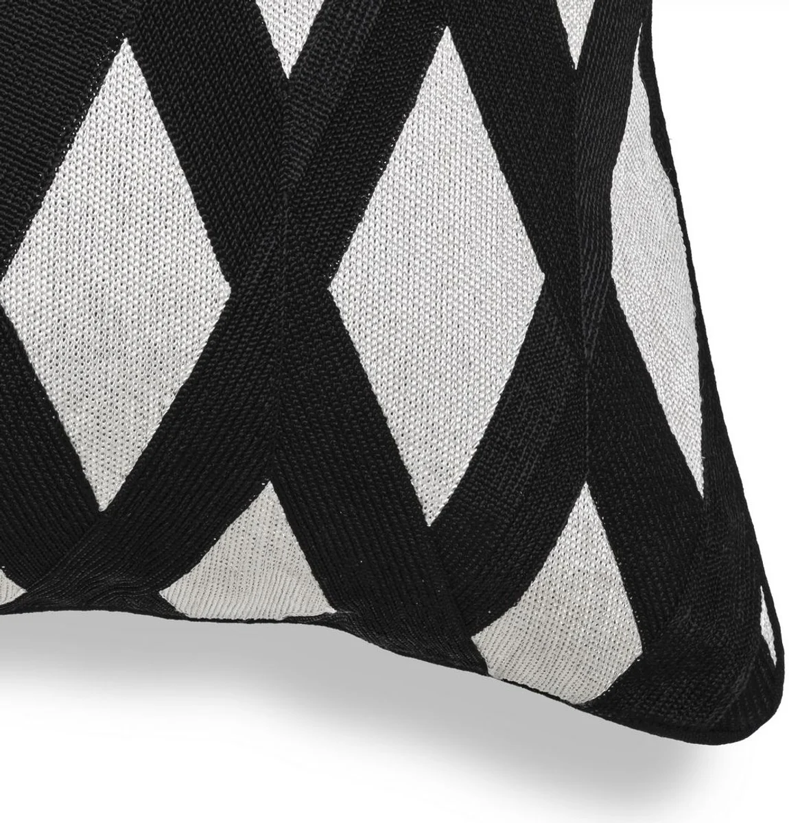 Luxus Deko Kissen Schwarz / Weiß 50 x 50 cm - Edles Zierkissen mit elegantem Rautenmuster - Luxus Qualität - Hotel Kollektion