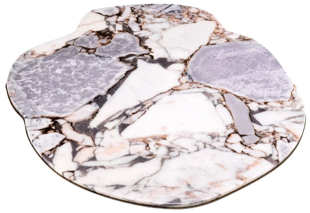 Luxus Couchtisch Mehrfarbig / Messing 100,5 x 88,5 x H. 37 cm - Edelstahl Wohnzimmertisch mit Marmorplatte - Wohnzimmer Möbel - Luxus Möbel - Wohnzimmer Einrichtung - Luxus Qualität