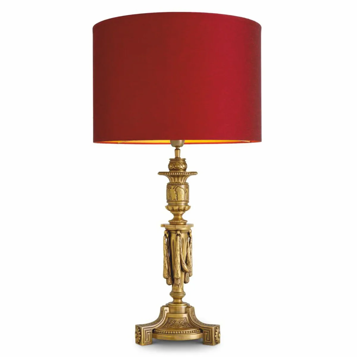 Luxus Barock Tischleuchte Antik Gold / Rot H. 83,5 cm - Barock Schreibtischleuchte