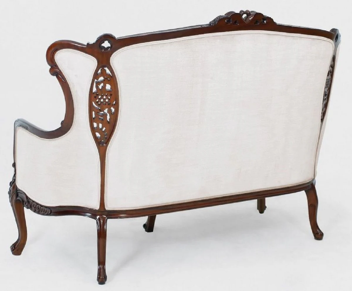 Luxus Barock Sofa Weiß / Braun - Prunkvolles Wohnzimmer Sofa im Barockstil - Barock Wohnzimmer & Hotel Möbel - Edel & Prunkvoll