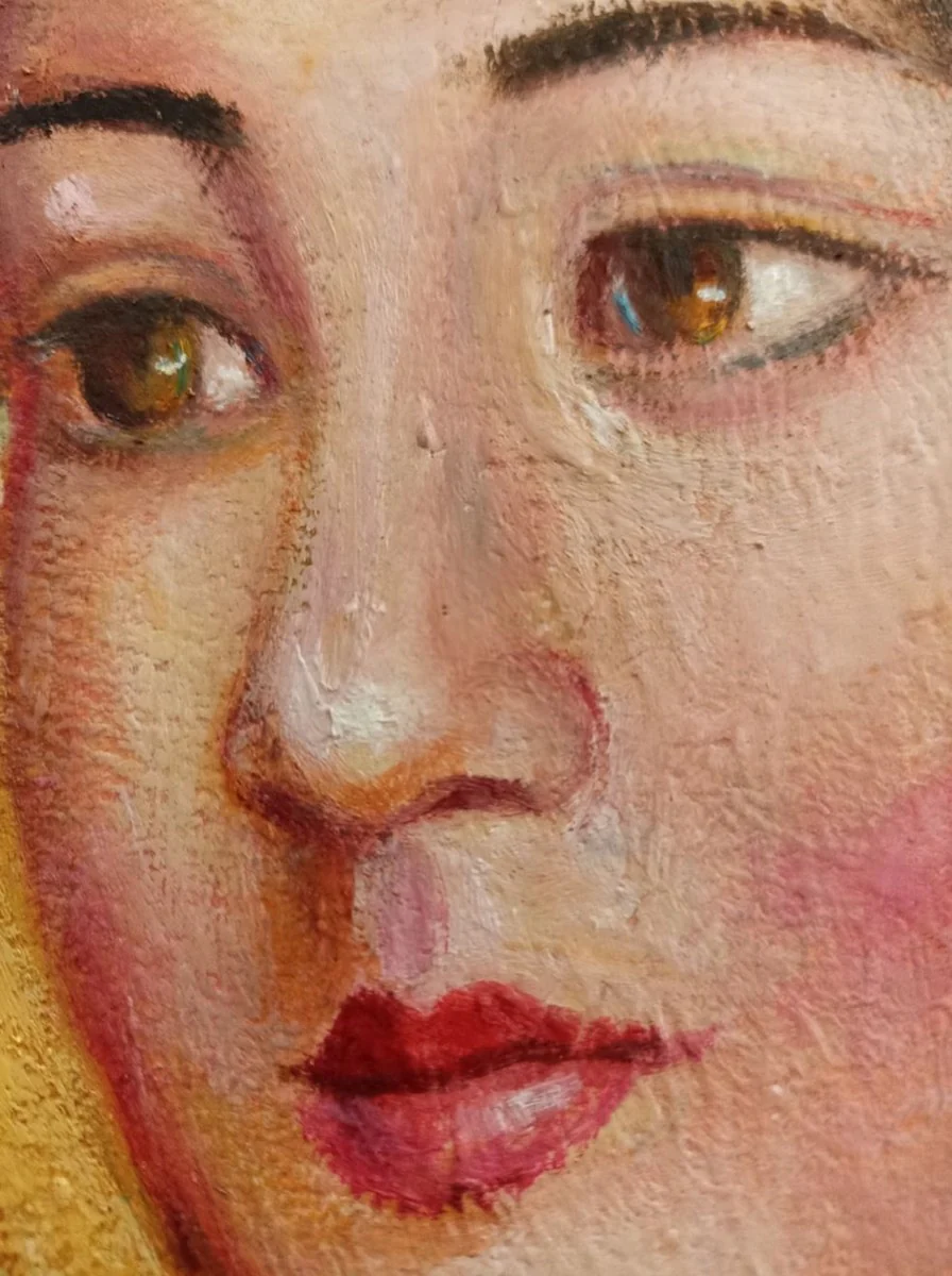 Vintage Öl Gemälde nach Gustav Klimt Lady 60,96 x H. 101,60 cm - Authentisches Antik Gemälde nach Original - Handgemalt