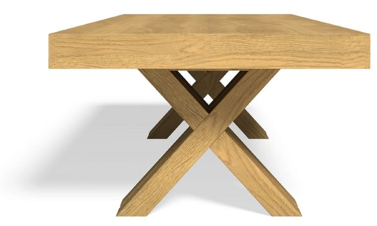 Luxus Esstisch Naturfarben 200-494 x 110 x H. 77 cm - Ausziehbarer Massivholz Konferenztisch - Esszimmer Möbel - Büro Möbel - Massivholz Möbel - Luxus Möbel