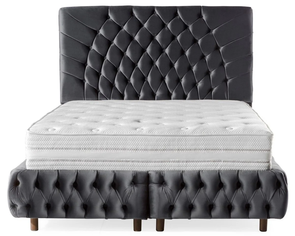 Luxus Doppelbett Grau / Braun - Verschiedene Größen - Modernes Bett mit Matratze - Schlafzimmer Möbel