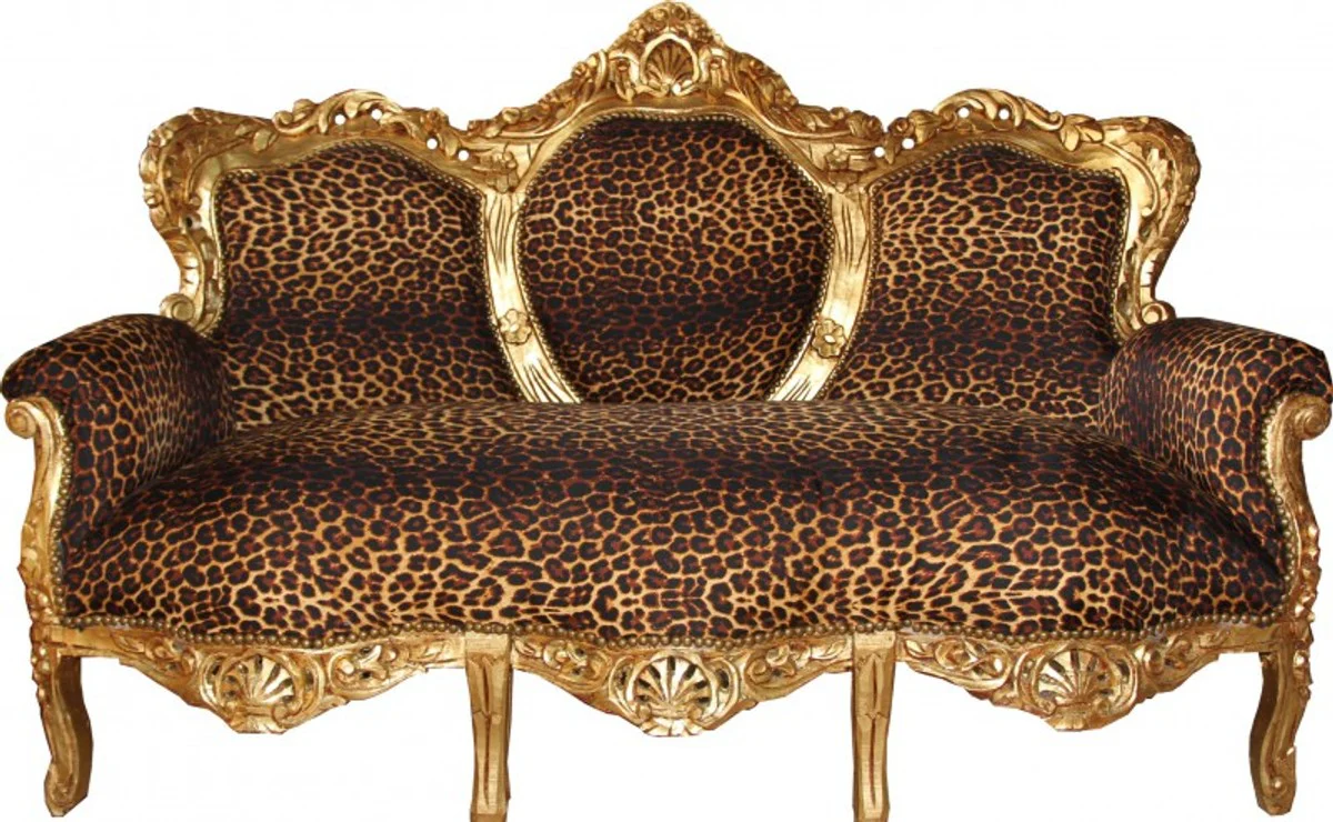 Barock 3er Sofa King Leopard/Gold - Antik Möbel