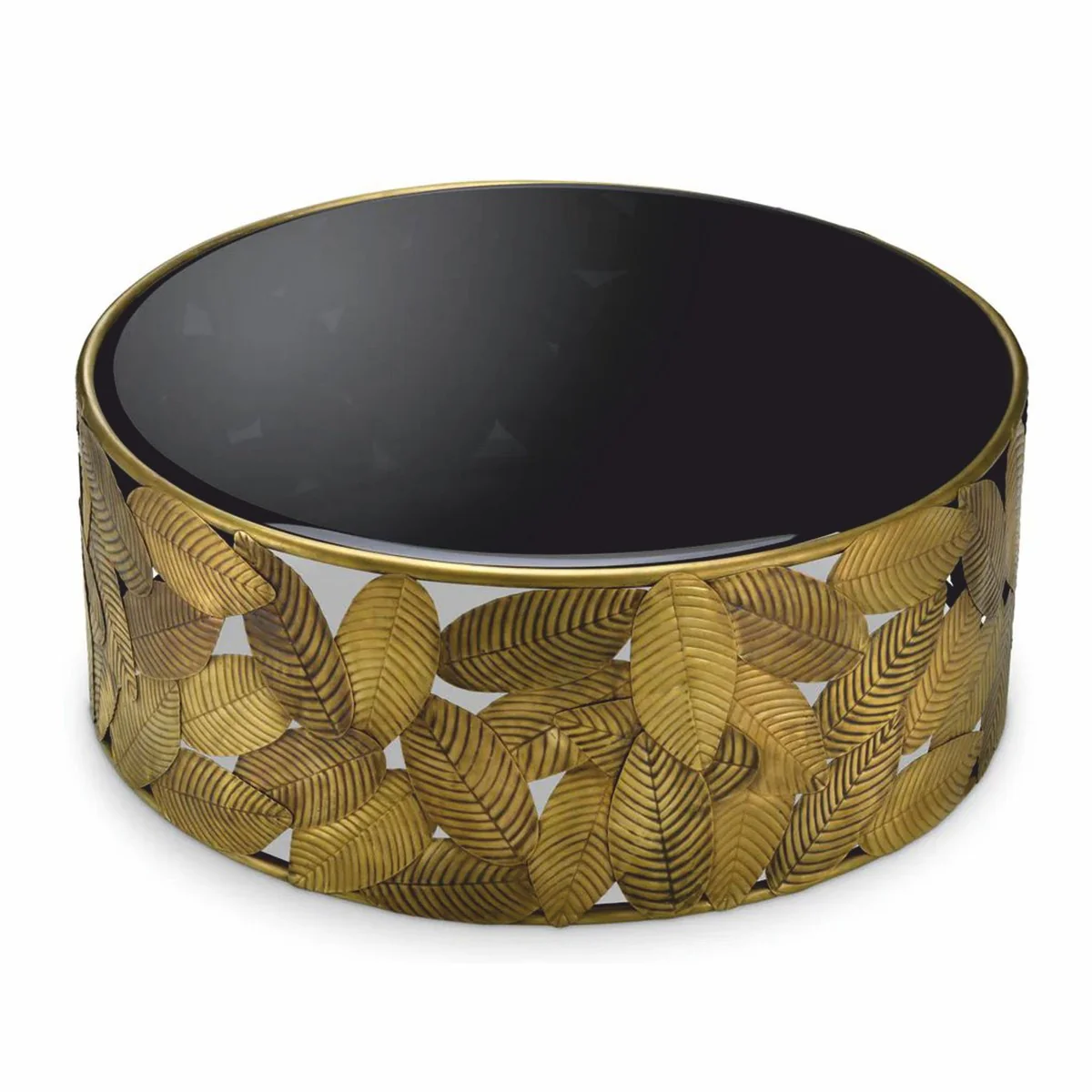 Luxus Couchtisch Vintage Messing / Schwarz Ø 101 cm - Wohnzimmer Möbel