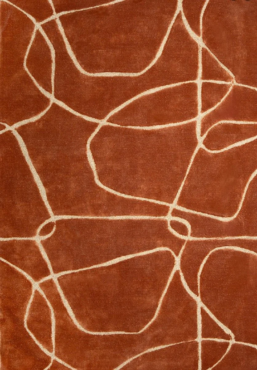 Luxus Teppich Braun / Creme 160 x 230 cm - Rechteckiger Wohnzimmer Teppich - Moderner Schlafzimmer Teppich - Luxus Interior - Luxus Qualität