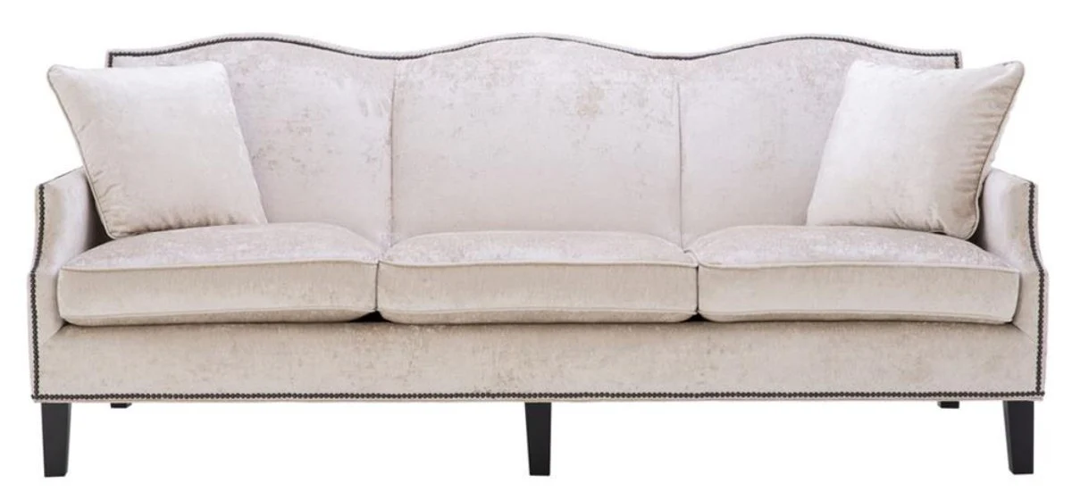 Luxus Wohnzimmer Sofa Creme / Schwarz 220 x 98 x H. 90 cm - Limited Edition