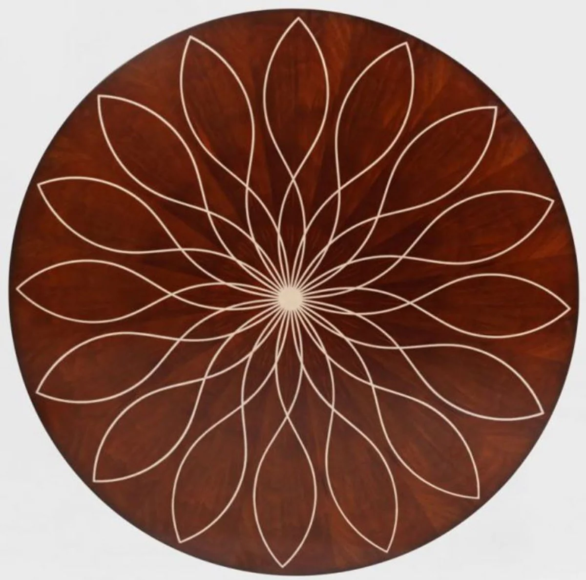 Luxus Esstisch Braun / Weiß Ø 150 x H. 78 cm - Runder Massivholz Küchentisch - Esszimmertisch - Luxus Esszimmer Möbel