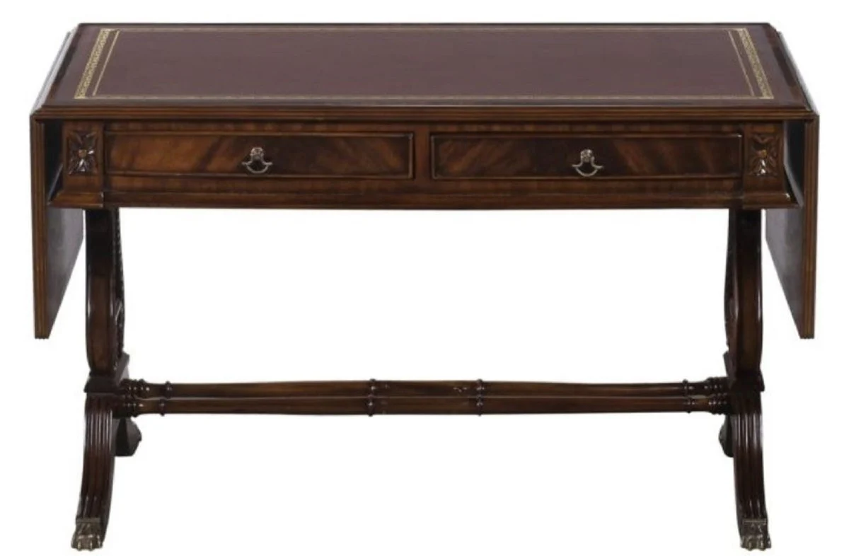 Luxus Barock Couchtisch Dunkelbraun / Braun 84 x 56,3 x H. 49,5 cm - Wohnzimmermöbel