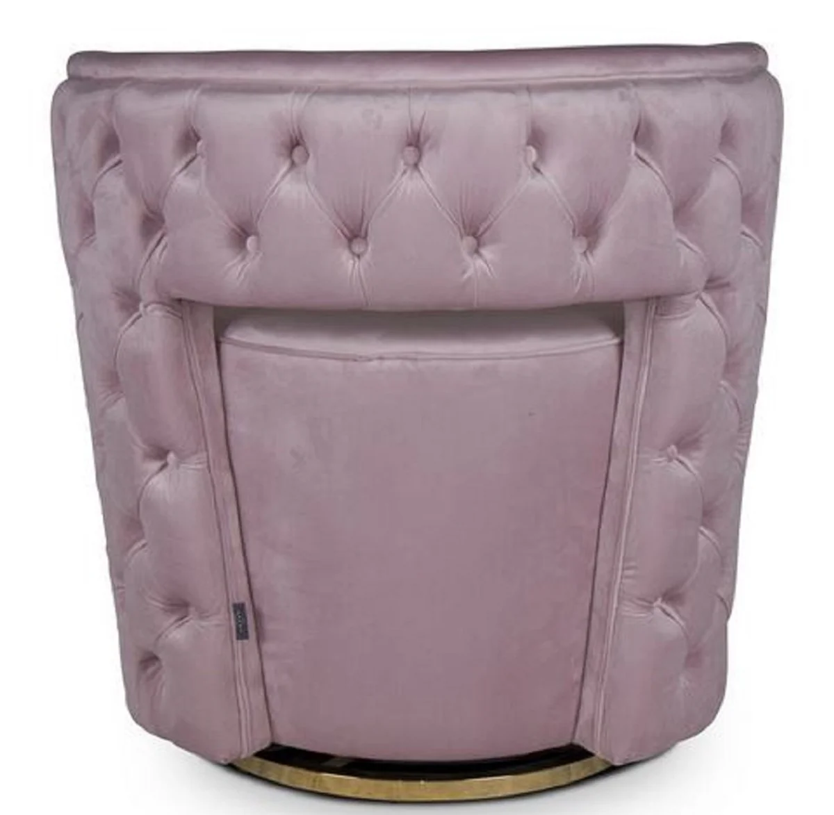 Luxus Chesterfield Drehsessel Rosa 65 x 58 x H. 69 cm - Samt Sessel - Luxus Möbel