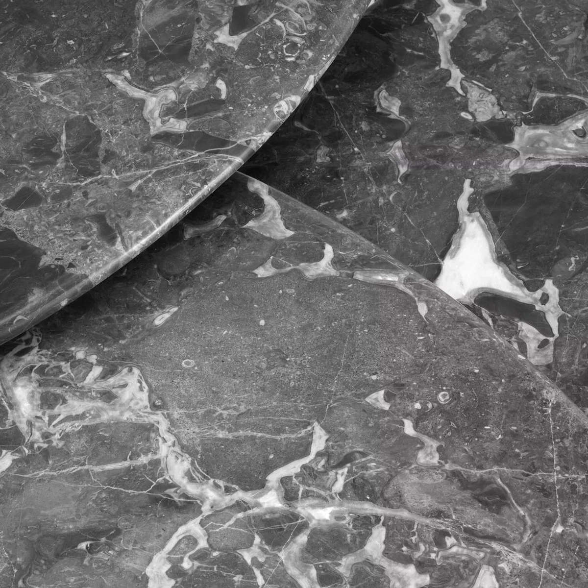 Luxus Couchtisch 3er Set Messing / Grau - Messing Wohnzimmertische mit Marmorplatte - Wohnzimmer Möbel - Hotel Möbel - Luxus Qualität