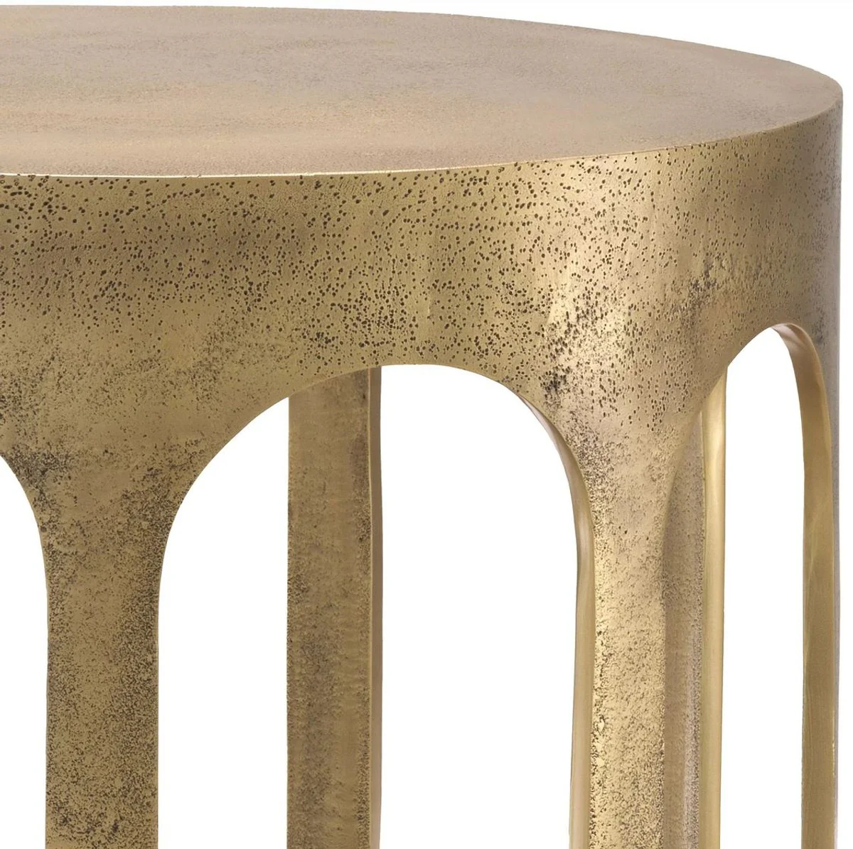 Luxus Beistelltisch Vintage Messing Ø 55 x H. 50 cm - Runder Aluminium Tisch - Aluminium Möbel - Wohnzimmer Möbel - Luxus Möbel - Luxus Einrichtung - Wohnzimmer Einrichtung