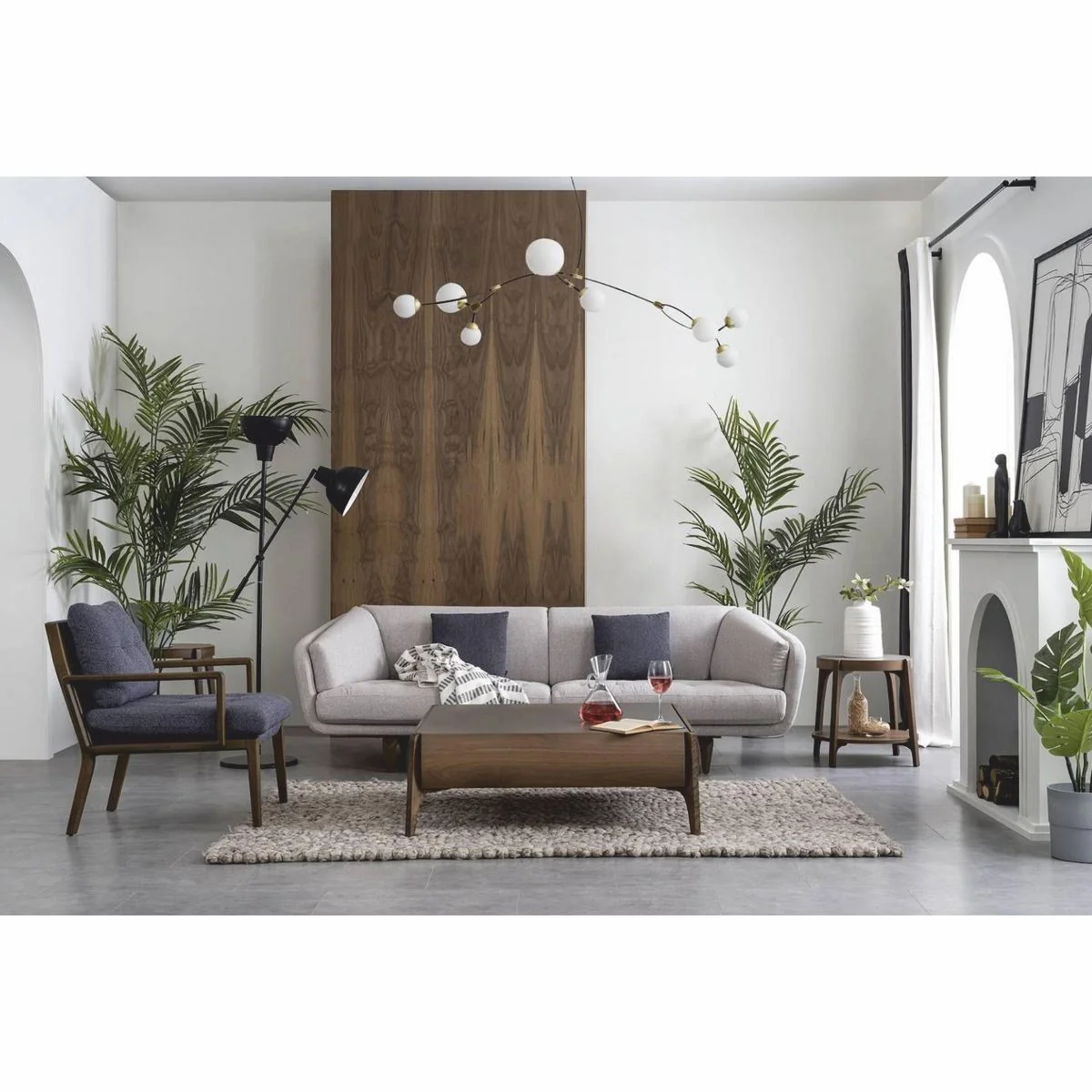 Luxus 3er Sofa Grau / Braun 240 cm - Wohnzimmer & Hotel Möbel