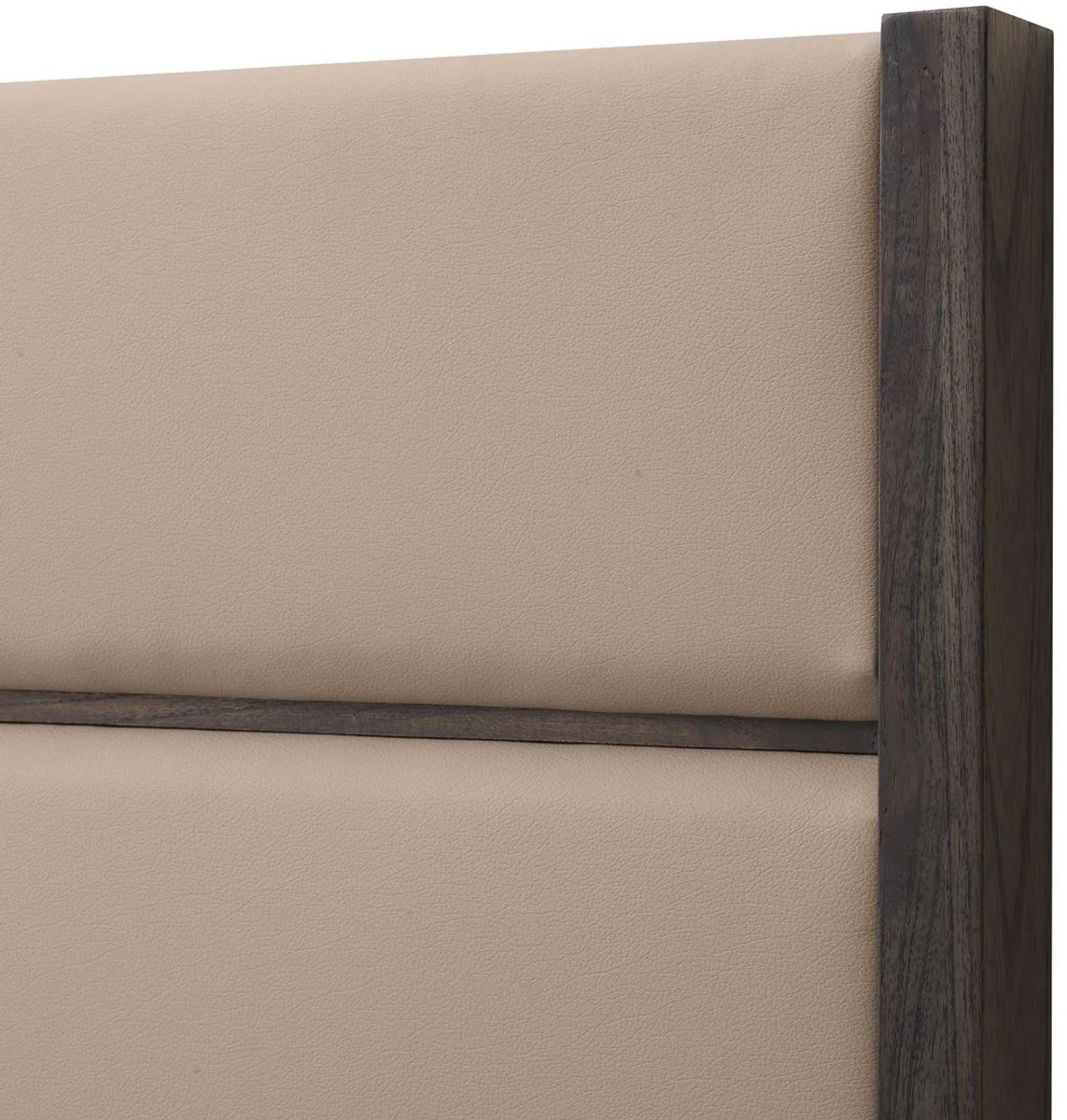 Luxus Doppelbett Rahmen mit Kopfteil Grau / Dunkelbraun 205,5 x 225 x H. 150,5 cm - Schlafzimmer Möbel - Hotel Möbel - Luxus Qualität