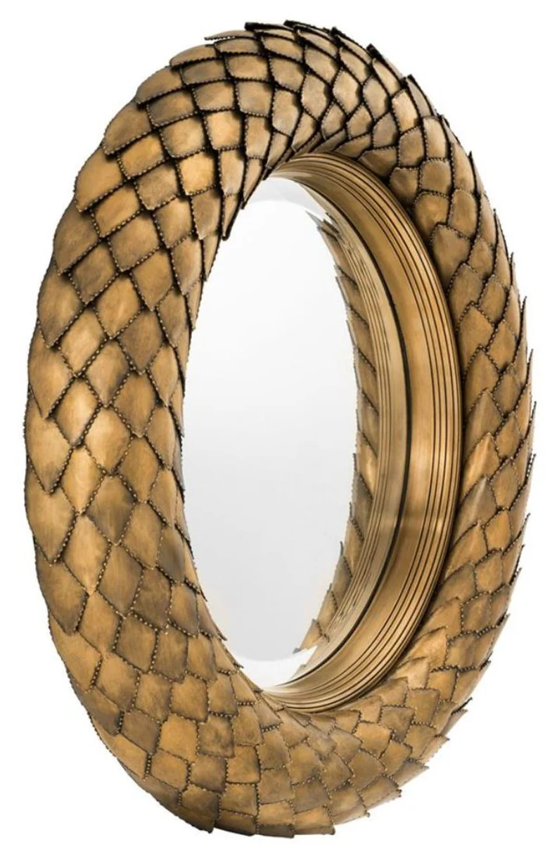 Luxus Wandspiegel Vintage Messing Durchmesser 60 cm - Wohnzimmer Spiegel