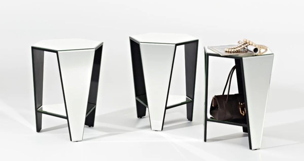 Luxus Spiegelglas Beistelltisch 45 x 40 x H. 56 cm - Designermöbel