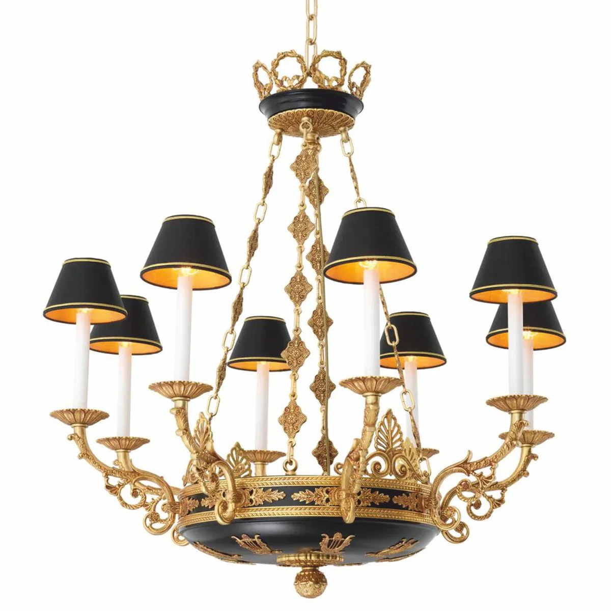 Luxus Barock Kronleuchter Antik Gold / Schwarz Ø 97 x H. 99 cm - Luxus Qualität