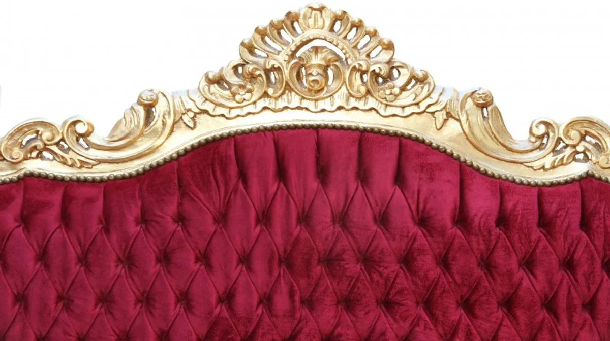 Barock Wohnzimmer Set Master Bordoaux Rot/ Gold - 3er Sofa+2er Sofa + 1 Sessel - Möbel Interior