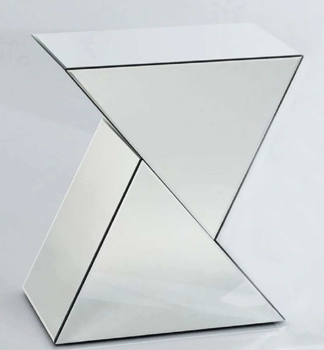 Designer Spiegelglas Beistelltisch 52 x 38 x H. 60 cm - Luxus Wohnzimmermöbel