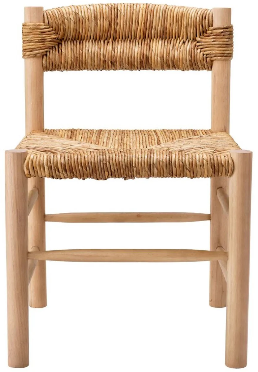 Luxus Esszimmer Stuhl Naturfarben 54 x 62,5 x H. 80,5 cm - Massivholz Küchen Stuhl - Esszimmer Möbel - Luxus Möbel - Esszimmer Einrichtung - Luxus Einrichtung