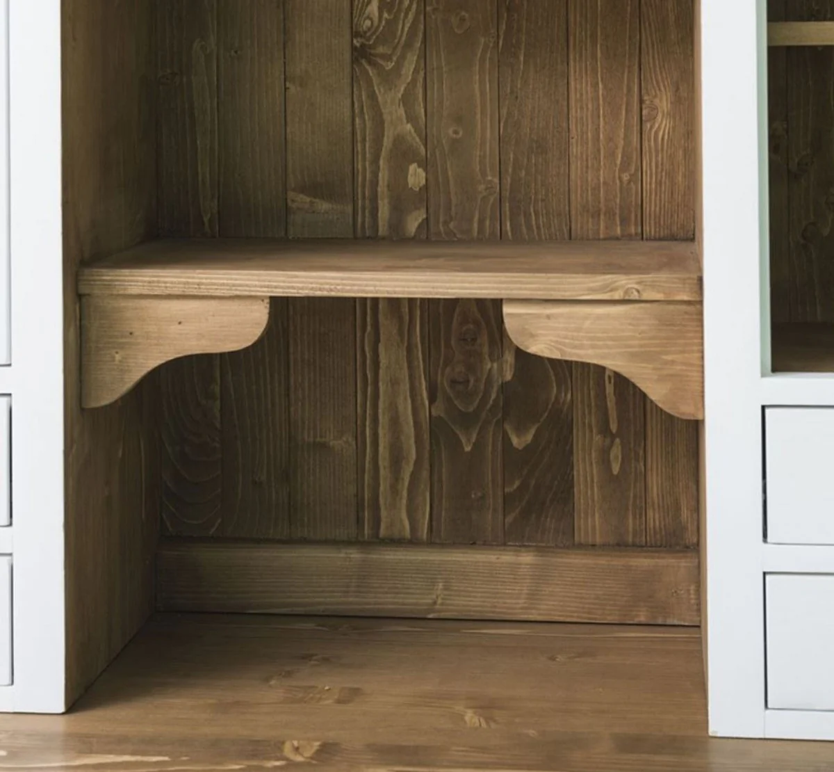 Landhausstil Küchenschrank Weiß / Braun 137 x 50 x H. 197 cm - 2 Teiliger Küchenschrank mit 5 Türen und 7 Schubladen - Landhausstil Küchenmöbel