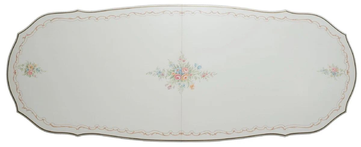 Luxus Barock Esstisch Elfenbein / Mehrfarbig / Gold 700 cm - Riesiger Massivholz Esszimmertisch im Barockstil - Barock Esszimmer & Hotel Möbel - Luxus Qualität - Made in Italy