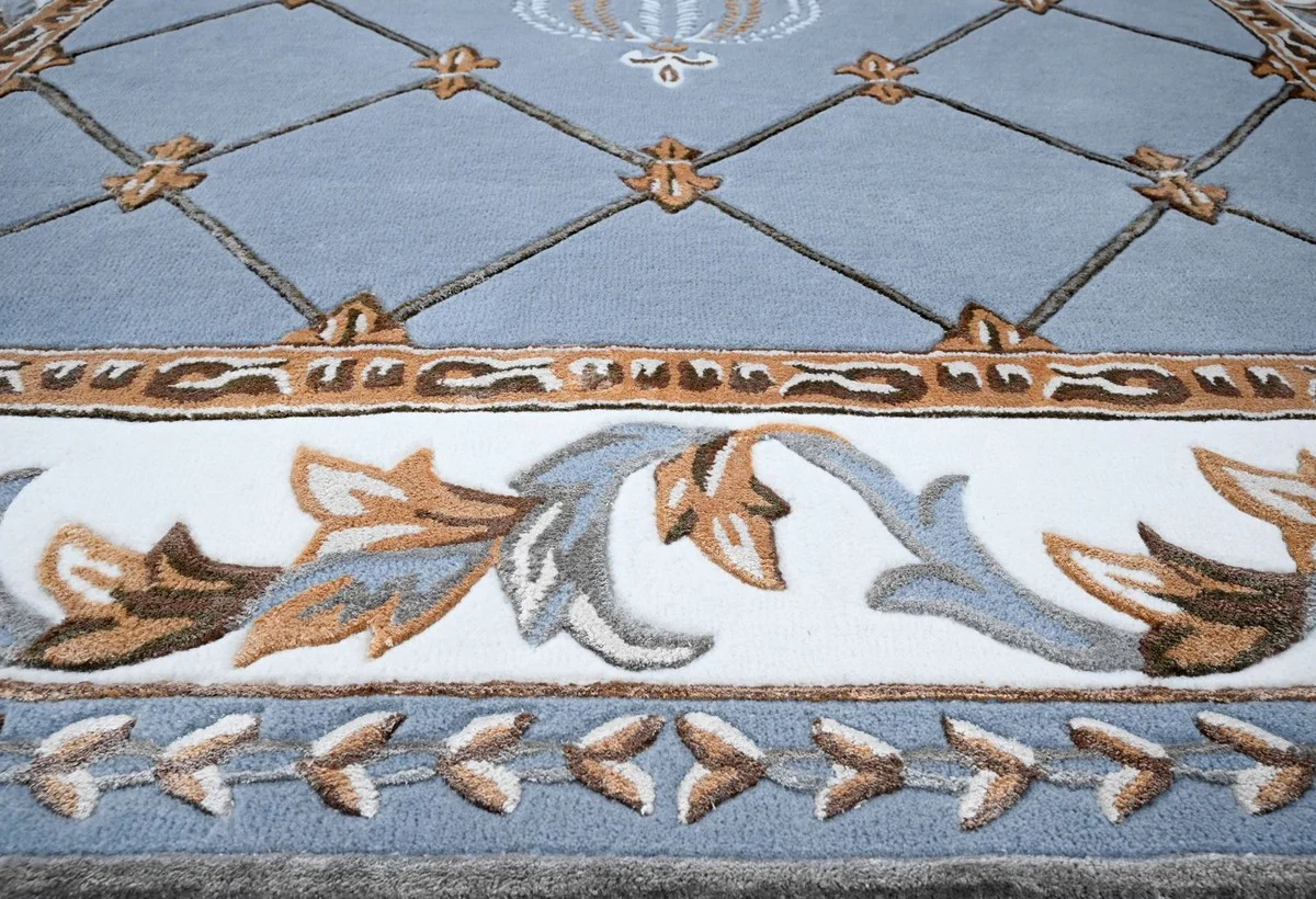 Pompöös by Luxus Barock Teppich Krone von Harald Glööckler Blau 200 x 300 cm