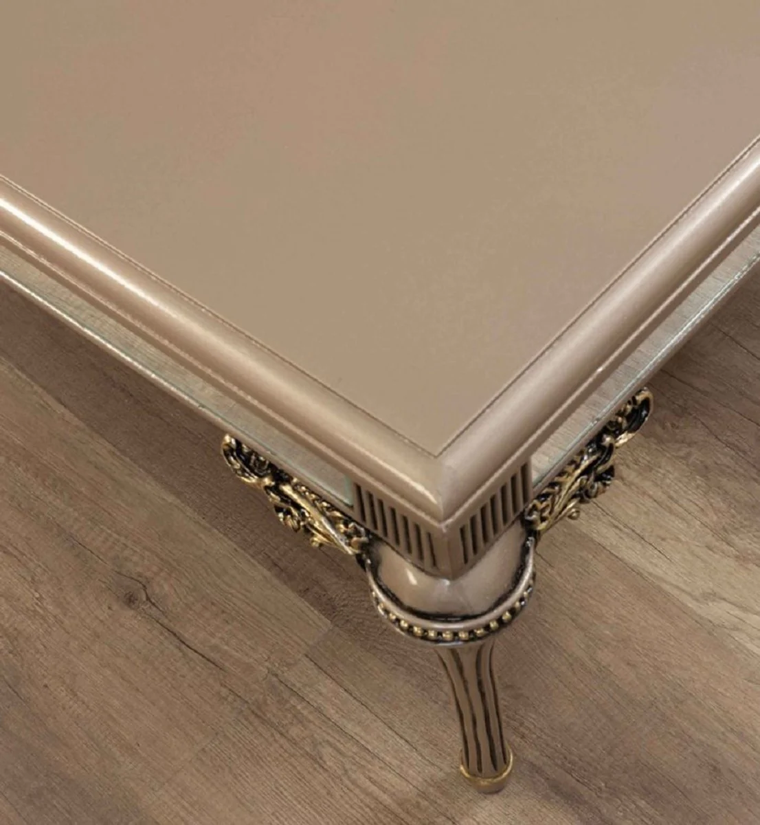 Luxus Barock Couchtisch Grau / Schwarz / Gold - Prunkvoller Massivholz Wohnzimmertisch im Barockstil - Barock Wohnzimmer Möbel - Edel & Prunkvoll