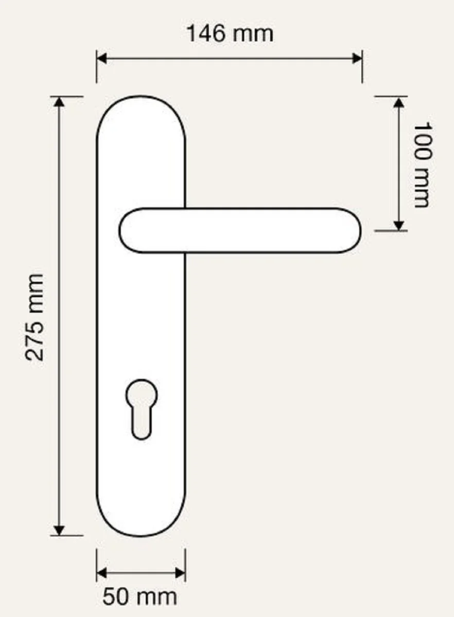 Jugendstil Türklinken Französisches Gold 14,6 x H. 27,5 cm - Messing Türgriff Set im Jugendstil