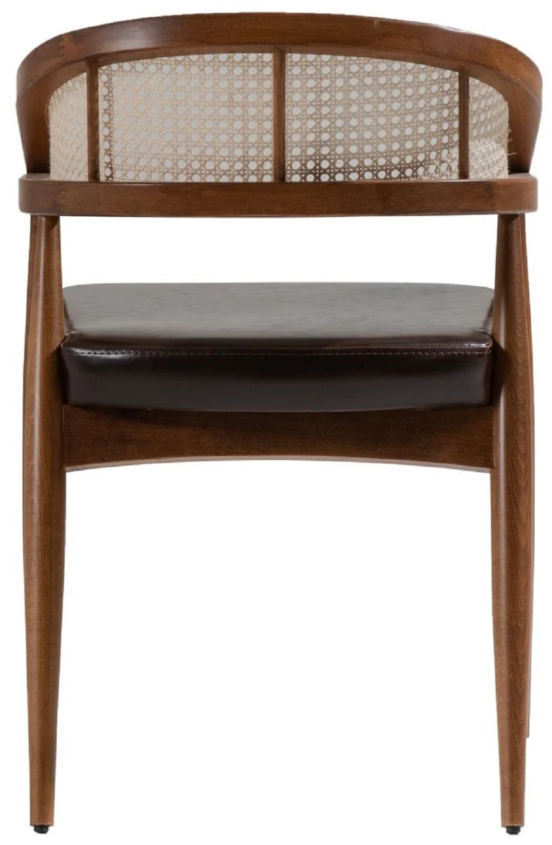 Luxus Esszimmer Stuhl mit Armlehnen Braun / Naturfarben / Schwarz H. 79 cm