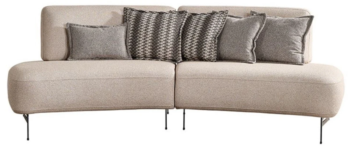 Luxus Sofa mit verstellbaren Rückenlehnen Beige / Schwarz 240 cm