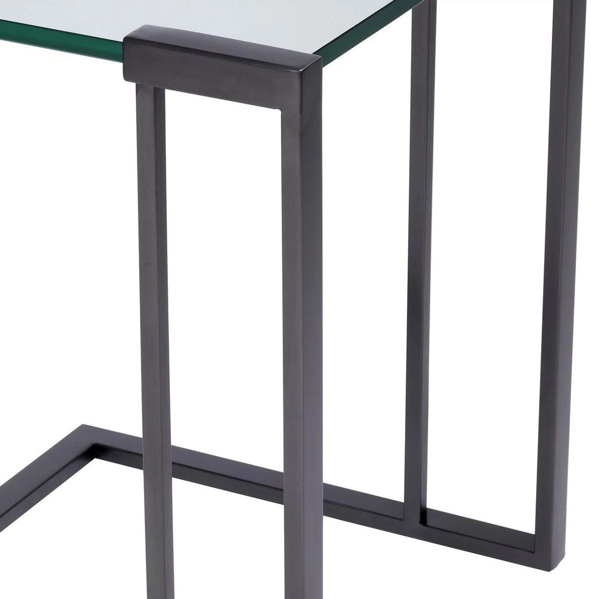 Luxus Beistelltisch Bronzefarben 45 x 45,5 x H. 56,5 cm - Edelstahl Tisch mit Glasplatte - Luxus Wohnzimmer Möbel