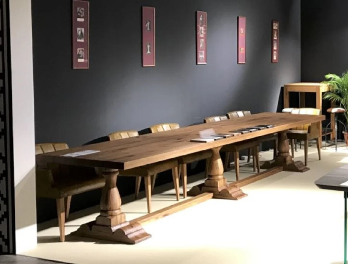 Landhausstil Massivholz Esstisch Braun 400 cm