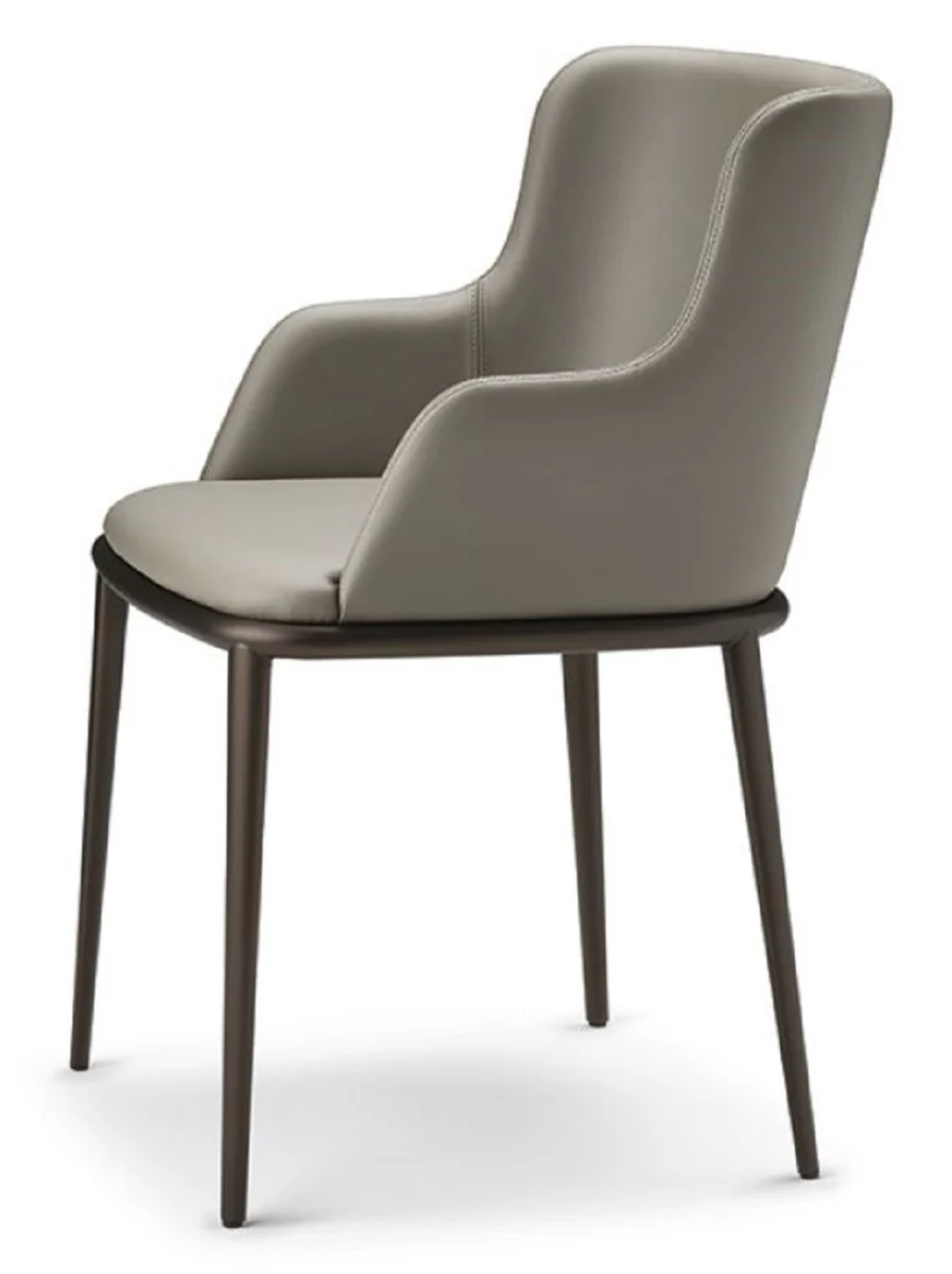 Luxus Esszimmerstuhl 8er Set Grau / Schwarz - Luxus Esszimmer & Restaurant Möbel - Luxus Qualität - Made in Italy