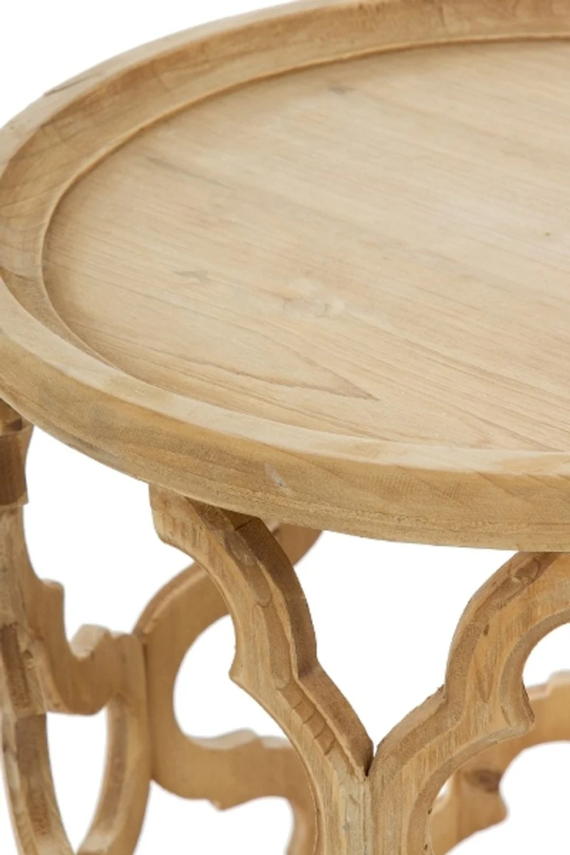 Designer Beistelltisch Naturfarben Ø 40 x H. 54 cm - Moderner Runder Holztisch